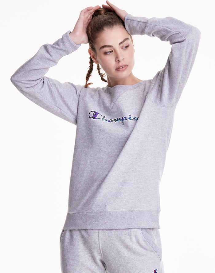 Camiseta Champion Mujer - Powerblend Fleece Crew Liquid Filled C ( Gris ) 1028659-WO